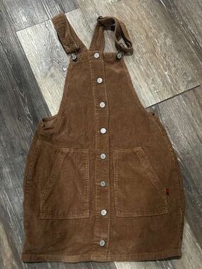 Dickies woman’s Brown Corduroy Pinafore Overall Dress XS